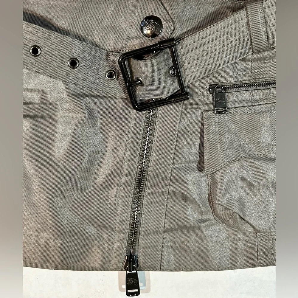 Burberry Women Gunmetal Cargo mini skirt dark grey size 6 cotton and polyamide